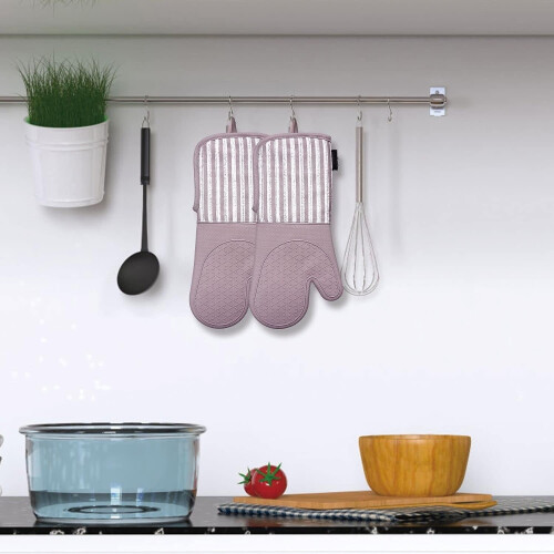 Mănuși de cuptor din silicon, rezistente la căldură, set de 2, 38 cm 2