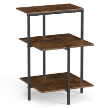 3-Tier Square End Table with Open Shelves, Rustic Brown