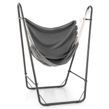 Hanging chair with frame, grey, cotton-polyester, 120 kg load capacity