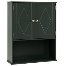 Wall-Mounted Bathroom Cabinet, Green, 2 Doors, Adjustable Shelf