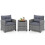 3-Piece Rattan Patio Set with Cushions and Glass Table 1