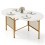 Foldable Dining Table for 6-8, Space-Saving, White/Gold 1
