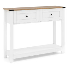 Console Table with 2 Drawers and Shelf, White, 106x30x81.5 cm