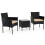 3-Piece Rattan Patio Set with Cushions and Glass Table 1