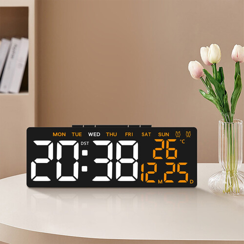 Despertador digital com data, temperatura e visor LED. 1
