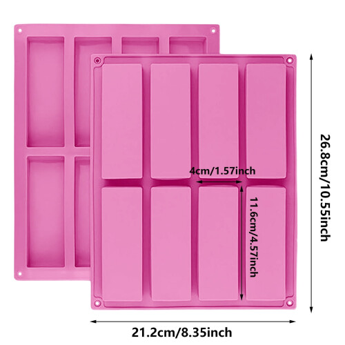 Molde rectangular de silicona para hornear de 8 cavidades, 10,5 x 8,26 x 1 pulgada. 2