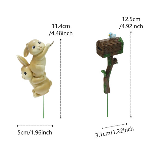 Set di paletti da giardino con design a coniglio e casetta per uccelli (3 pezzi) 2
