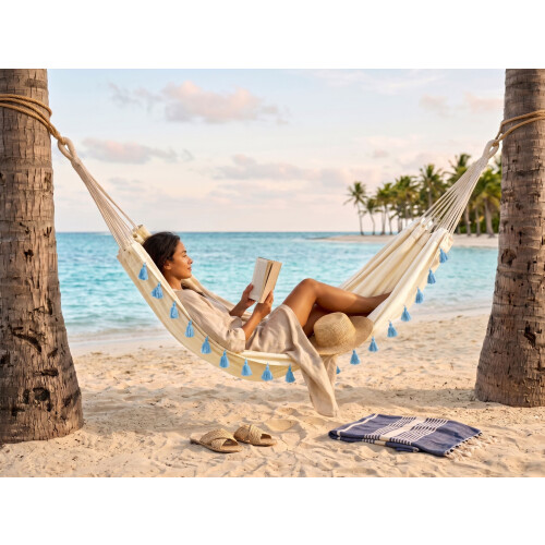 Beliani Hammock VERCELLI Cotton Light Blue 1