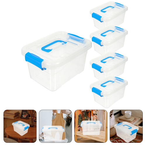 Blaue ABS-Schreibtischaufbewahrungsbox mit Deckel und Griff