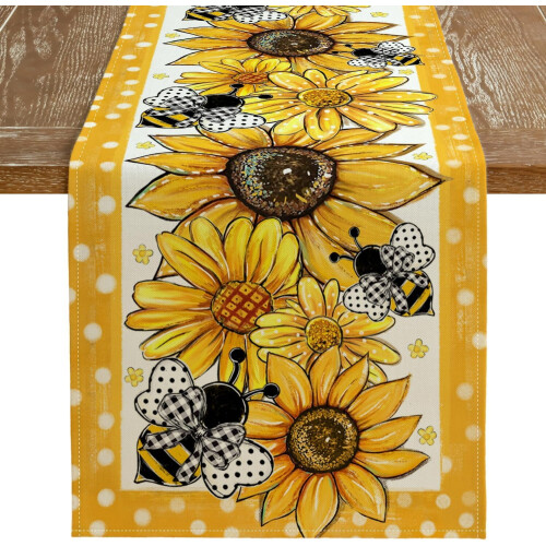 Chemin de table en coton et lin 13 x 72 pouces, multicolore