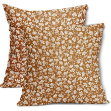 Housses de coussin à motif marguerite orange brûlé, 45 x 45 cm, lot de 2