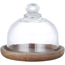 Mini suporte para bolo com prato de sobremesa em forma de cúpula de vidro