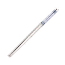 Palillos de acero Shaperme con estampado azul y blanco (1 par)
