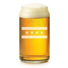 Canette de bière en verre avec drapeau de Chicago, 473 ml (16 oz)