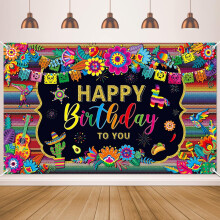 Meksikansk Fiesta-tema bursdagsbakgrunn Mexico Cinco De Mayo festdekorasjoner Fiesta-banner Karnevalsutstyr Fotoboksbakgrunn