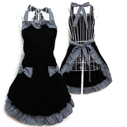Grembiule da donna vintage con fiocco e tasca (1 pezzo)