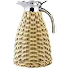 Carafe à café en acier inoxydable 1,5 L avec isolation en rotin tressé