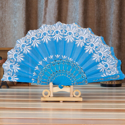Wedding Fan Silk Lace Folding Handheld Flower Fan 1pc 2