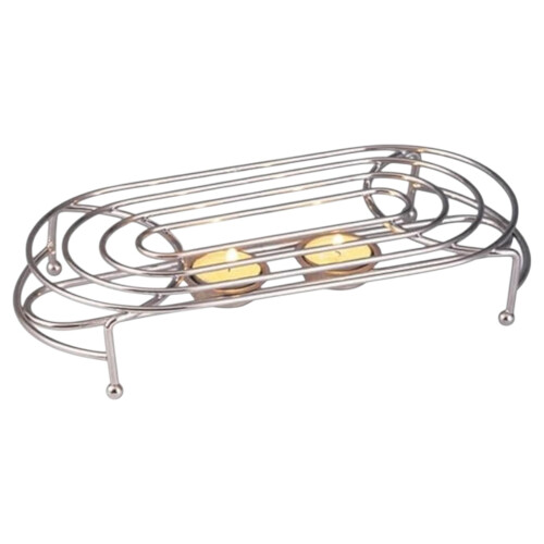 Apollo Chrome Double Oval Tea Light Food Warmer