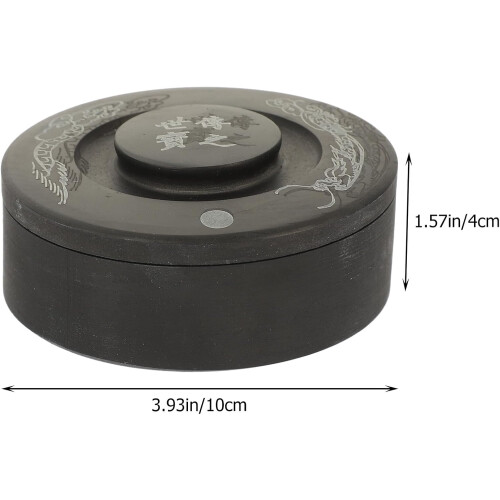 Pedra de tinta chinesa de 4 polegadas com tampa para estudantes, lona de tinta de moagem tradicional 1