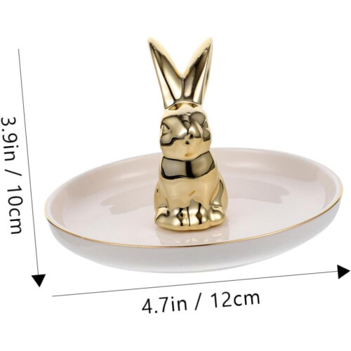 Δίσκος κοσμημάτων κουνελιού Nordic Ceramic Gold Plated Home Decor Stand Display Table 1