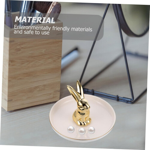 Δίσκος κοσμημάτων κουνελιού Nordic Ceramic Gold Plated Home Decor Stand Display Table 2