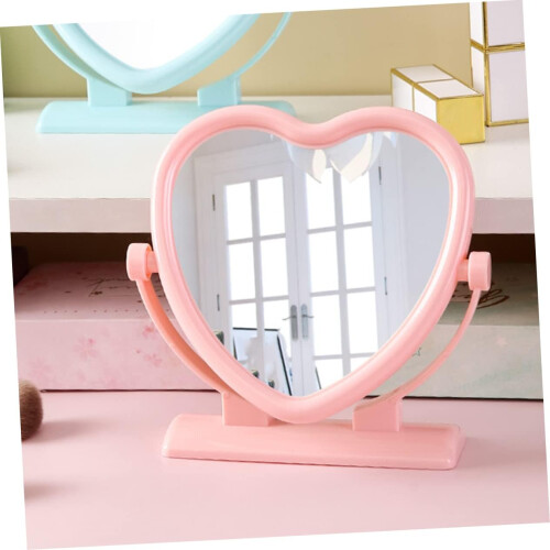 Tabletop Vanity Makeup Mirror with Smooth Reflection Portable Heart Shaped Double Sided Plastic 1