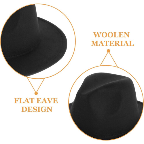 Cappello Fedora a tesa larga e piatta, berretto jazz elegante da uomo 2