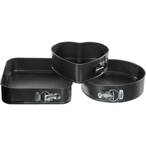 3-Piece Black Aluminum Springform Cake Pan Set