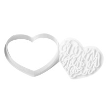 Cortador de galletas para el Día de San Valentín con forma de corazón y letras de amor.