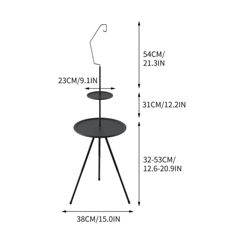 Portable folding round table with double layer and light 2