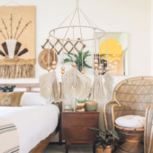 Boho babysengmobil med duskvindklokker 1