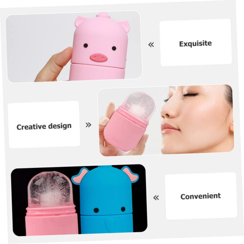 Silikon-Gesichts-Eisroller und wiederverwendbare Gesichts-Eisform, tragbares pinkes Hautpflege-Tool 1