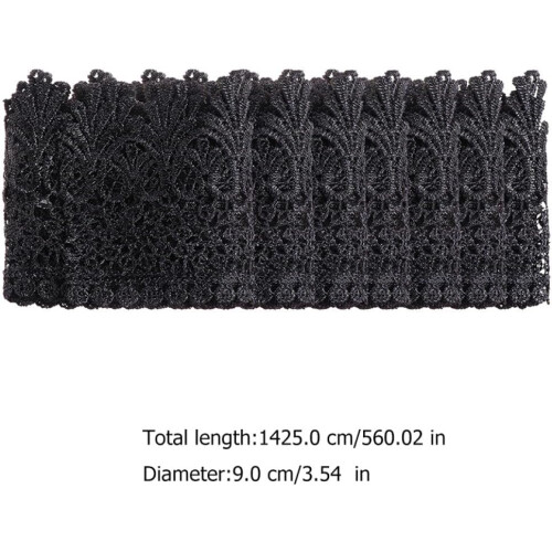 5 meter svart polyester silke blondekant 9 cm bred til DIY klestilbehør 1