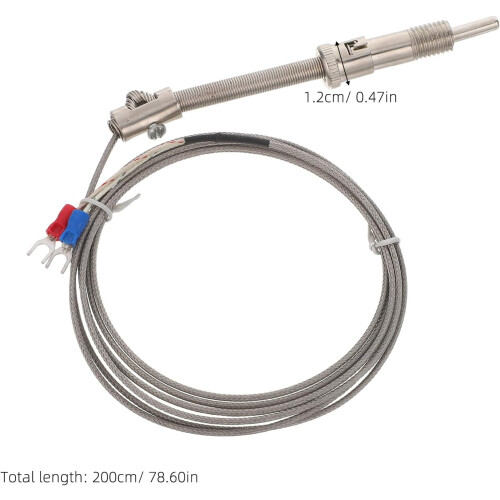 2m Pressure Spring Adjustable Thermometer Probe Wire Stainless Steel Temperature Sensor Probe 1
