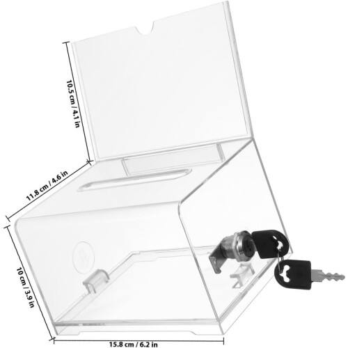 Vorschlagsbox aus Acryl mit abschließbarem Spendenglas und Kartenhalter 1