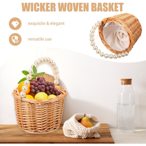 Eleganter, handlicher Weidenkorb mit Perlenmuster 2
