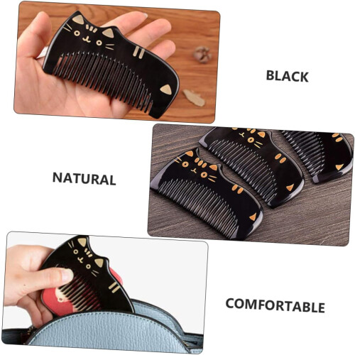 Χτένα μαλλιών Buffalo Horn Φορητό εργαλείο μασάζ με σχέδιο κινουμένων σχεδίων 2