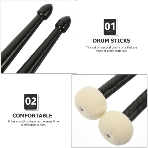 1 Pair of Nylon Double-end Drumsticks with Felt Tips, Smooth Surface and Versatile Musical Percussion Sticks 2