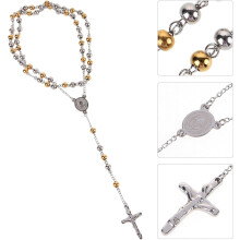 Rosenkranzkette, Gebetsperlen, Kreuzanhänger, Edelstahl, Taufe, für Jungen und Mädchen, katholischer religiöser Schmuck
