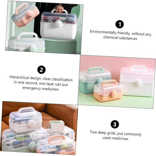First Aid Kit Medicine Storage Boxes Home Medicine Containers Desktop Storage Case 1
