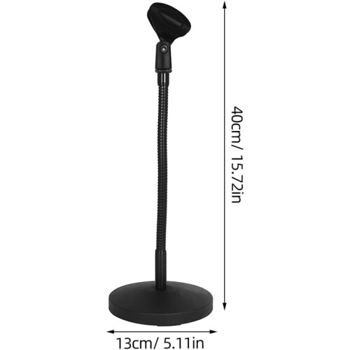 Support de microphone de table réglable, stable et lourd, en métal noir. 1