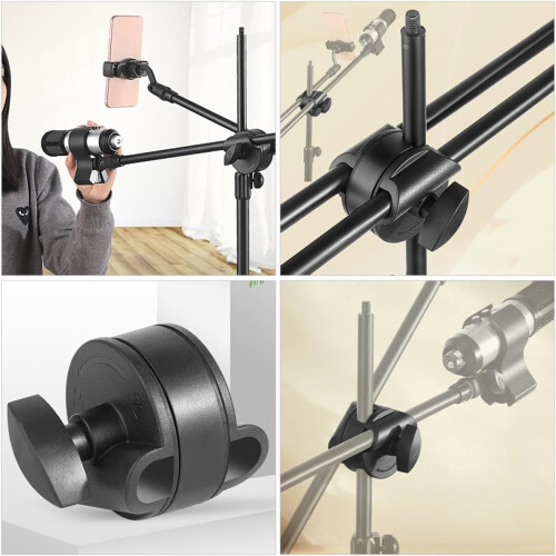 Adaptateur de rallonge pour microphone, adaptateur de bras de microphone, ABS noir, polyvalent et compatible 2