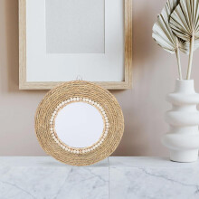 Διακοσμητικός καθρέφτης μακιγιάζ Rattan Wall Decor Mirror Stylish Creative Retro Design Glass Material