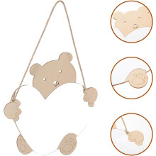 Miroir suspendu créatif en bois en forme d'ours pour décoration murale, petit miroir artistique en bois