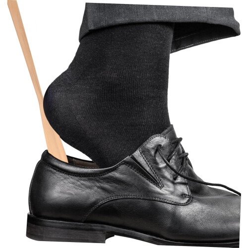 Δερμάτινο λουράκι Shoehorn, μακρύ, ξύλινο, για εύκολη χρήση στο σπίτι 2