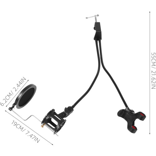 Support de microphone de bureau à double bras flexible 2 en 1 1