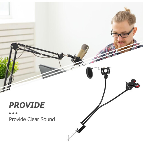 Support de microphone de bureau à double bras flexible 2 en 1 2