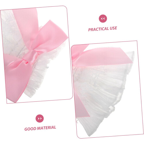 1pair elegante algemas de braço de renda com design de arco para mulheres mangas decorativas do pulso 2