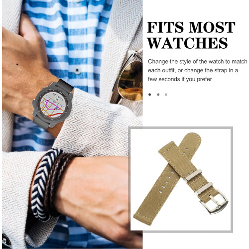 Nylon Watch Band 20Mm Quick Release Replacement Strap Sturdy Beige Nylon Watch Strap 2